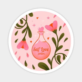 Pink self love potion witchy illustration Magnet